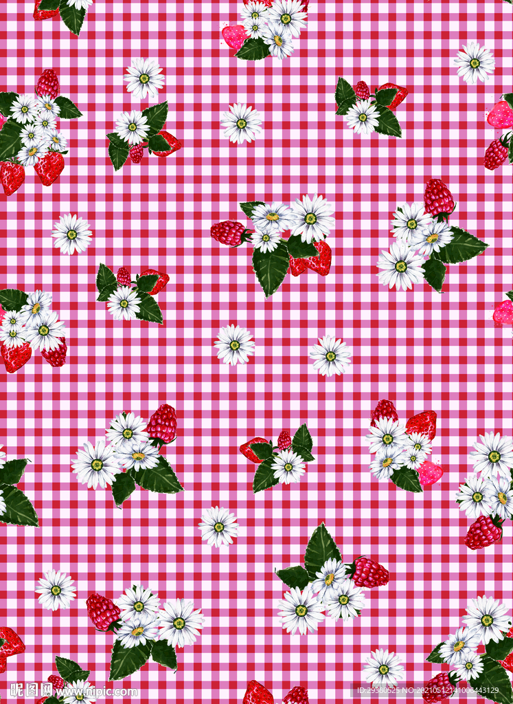 大牌 数码 印花 草莓 格子