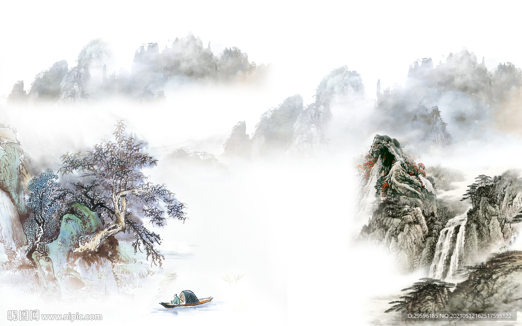 简约新客厅山水画 tif分层