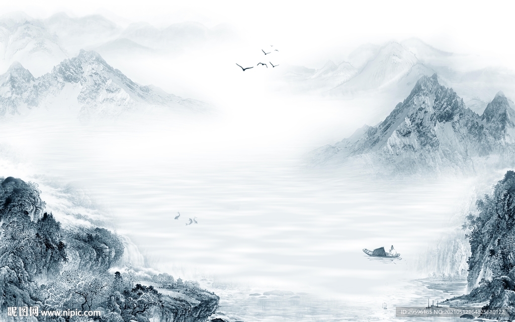 最新新客厅山水画 tif分层