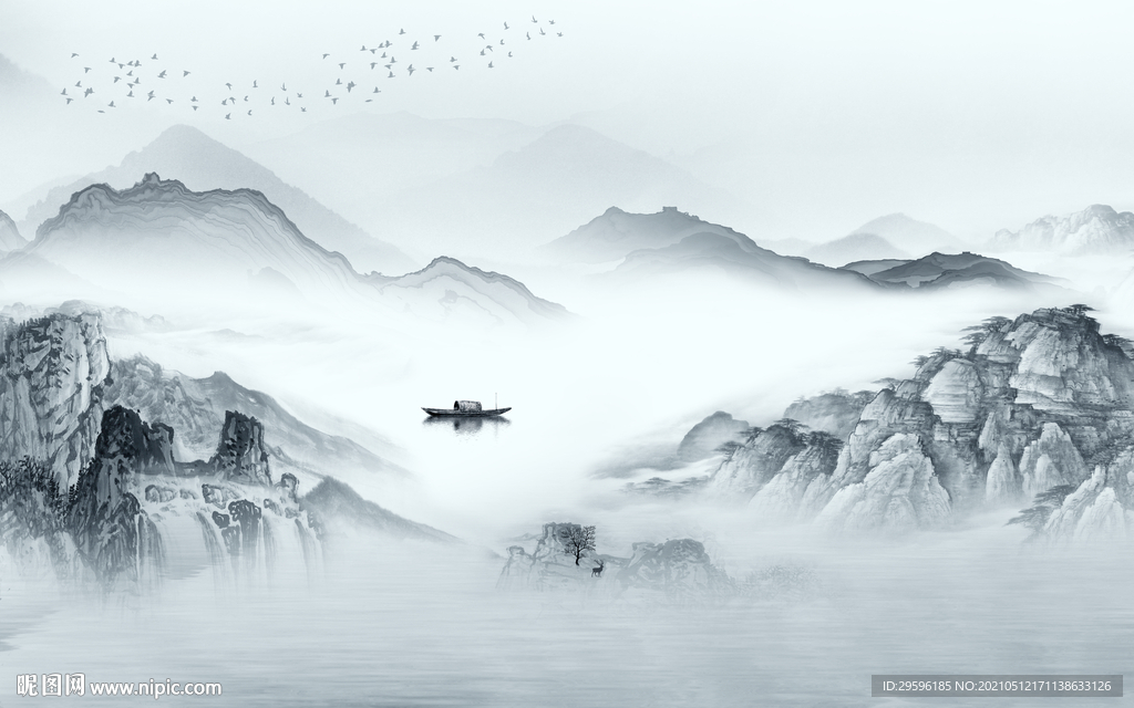 爆款新客厅山水画 tif分层