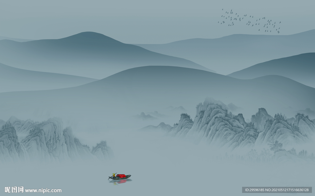 大气 新客厅山水画 tif分层