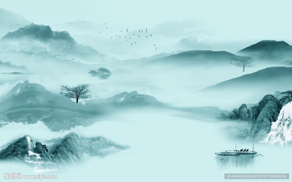 简约客厅意境山水 tif分层