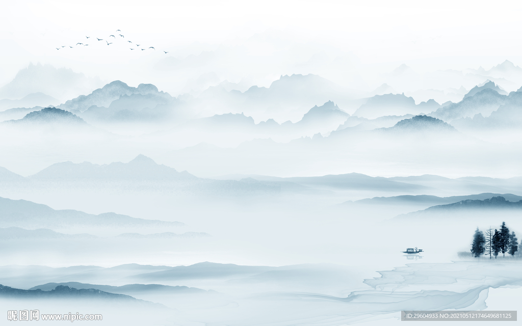 最新客厅意境山水 tif分层