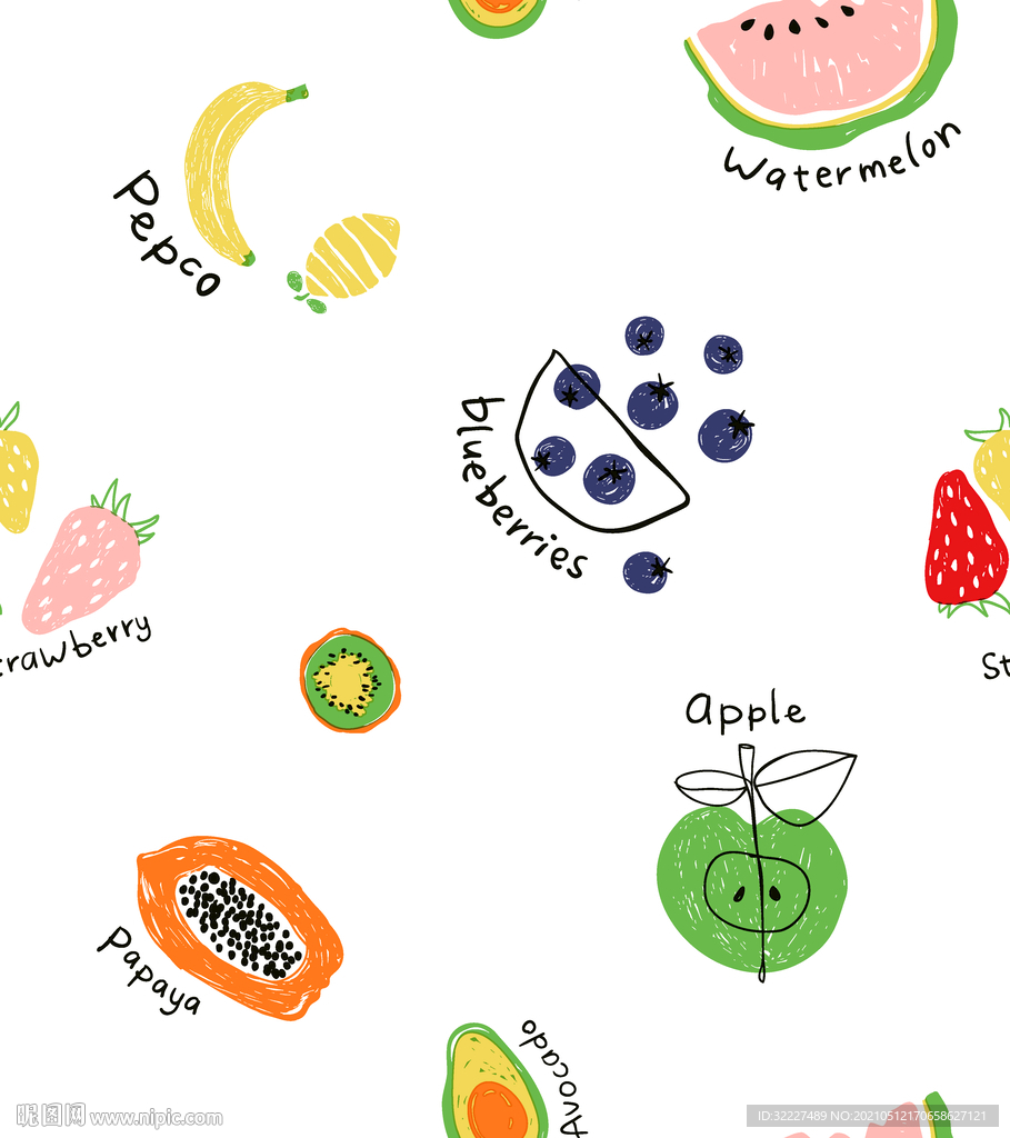 卡通 水果 可爱 字母