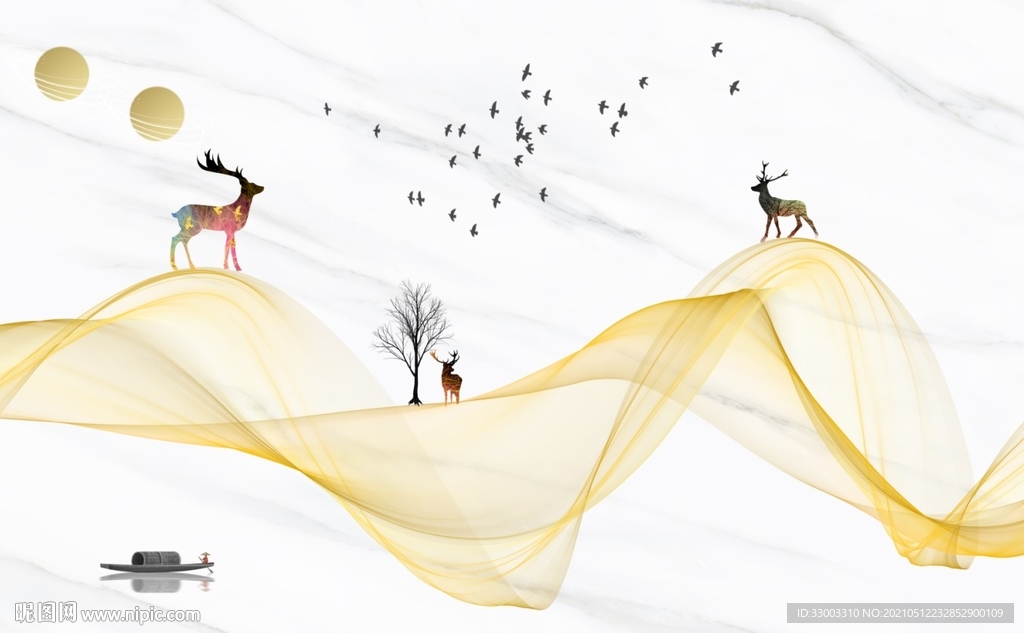 新中式曲线背景墙