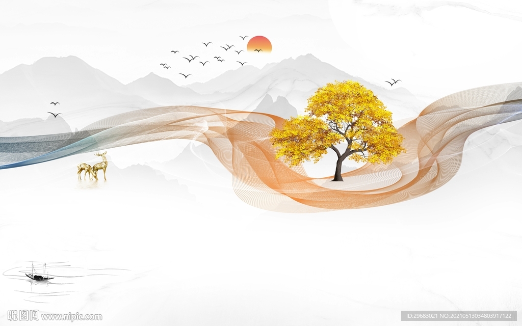 人气新山水客厅画 tif分层