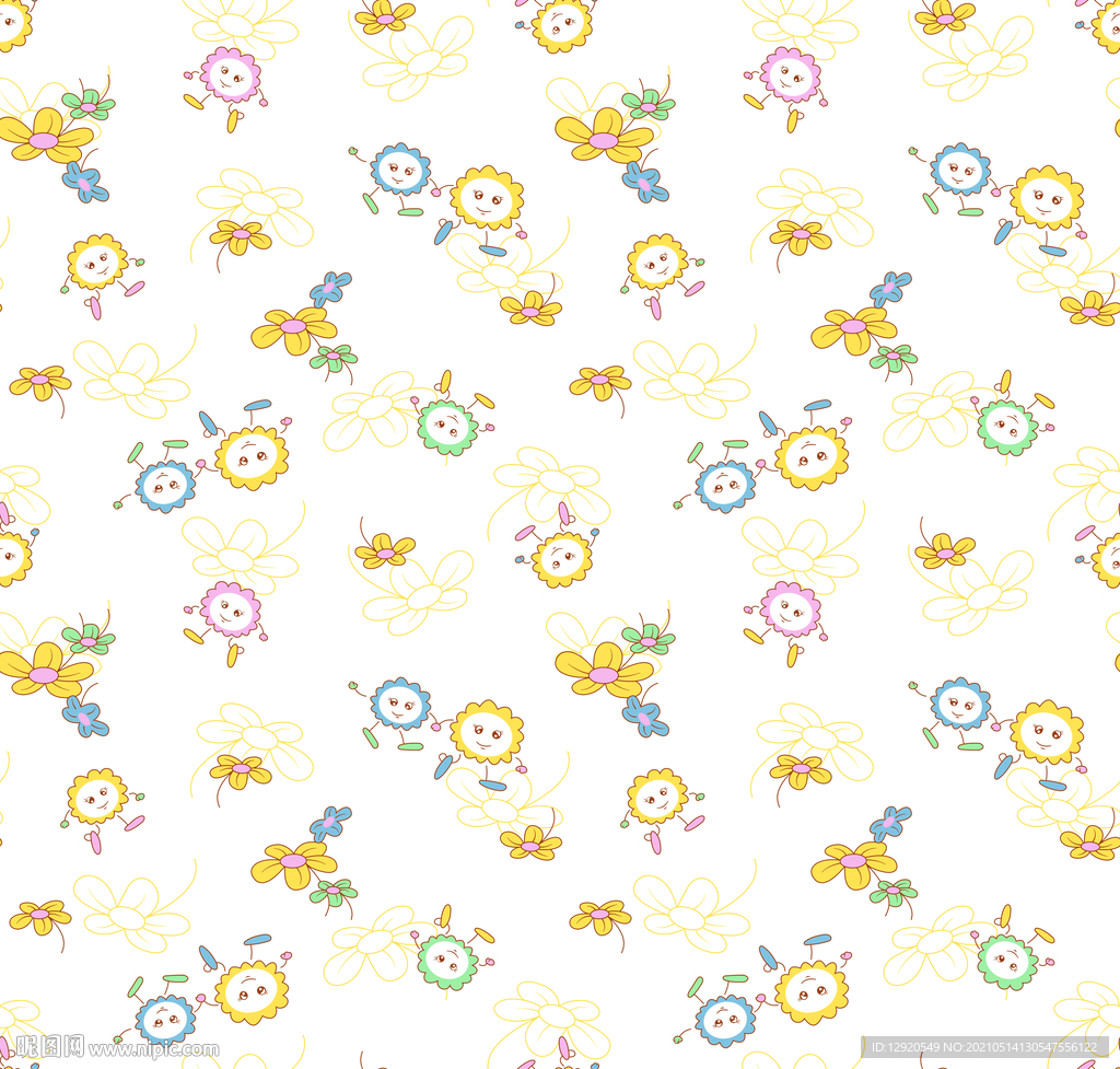 数码印花卡通太阳花