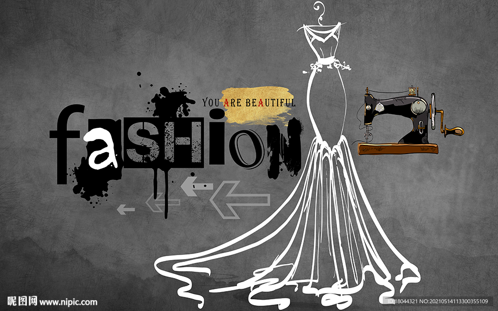 个性黑板时尚服装店工装背景墙