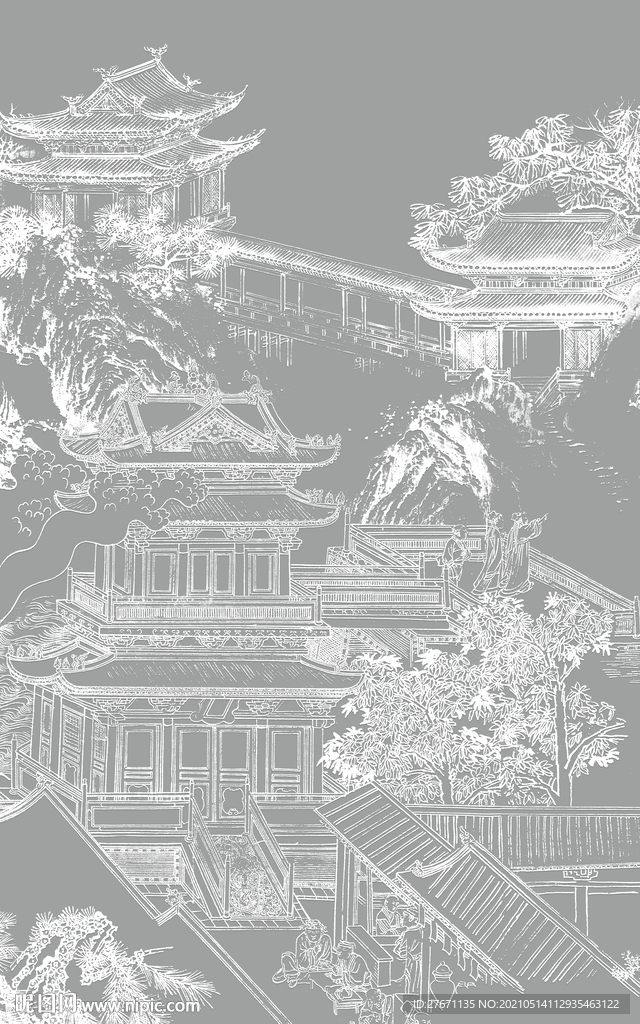 UV肌理分层古建筑