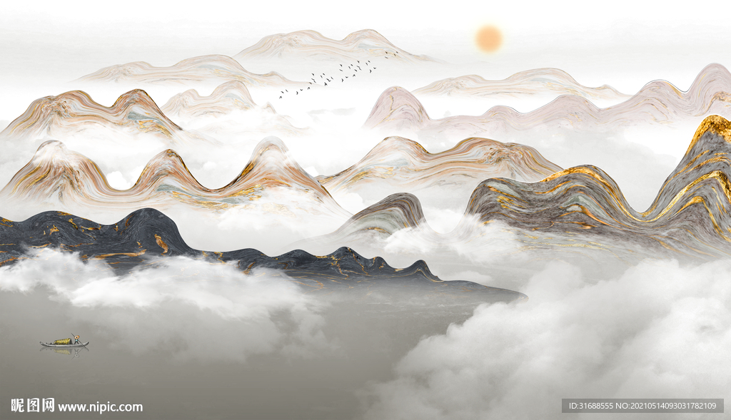 新中式山水意境山水