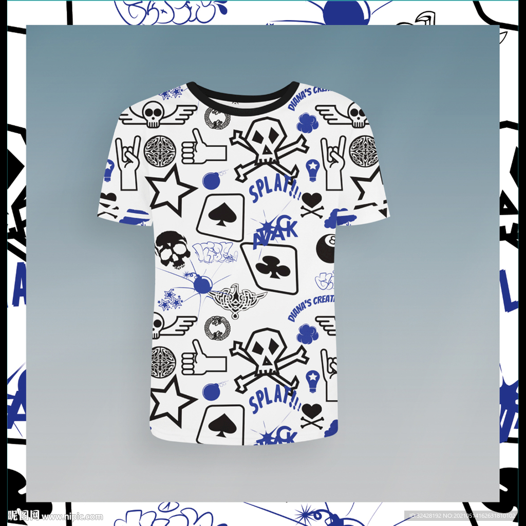 潮牌男装印花 无缝衔接 高清