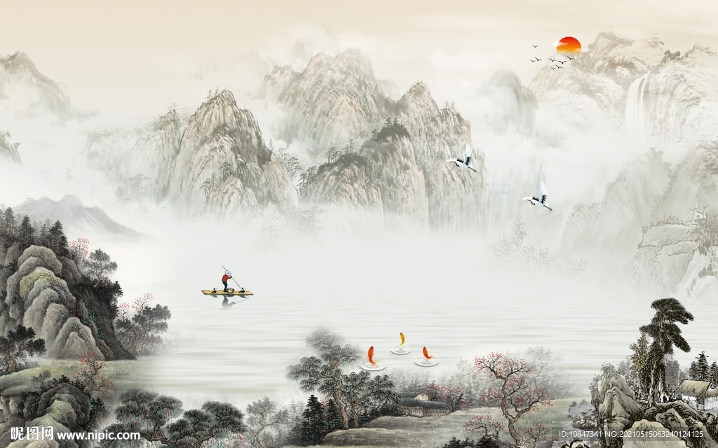 中式 新山水风景画 TIF分层