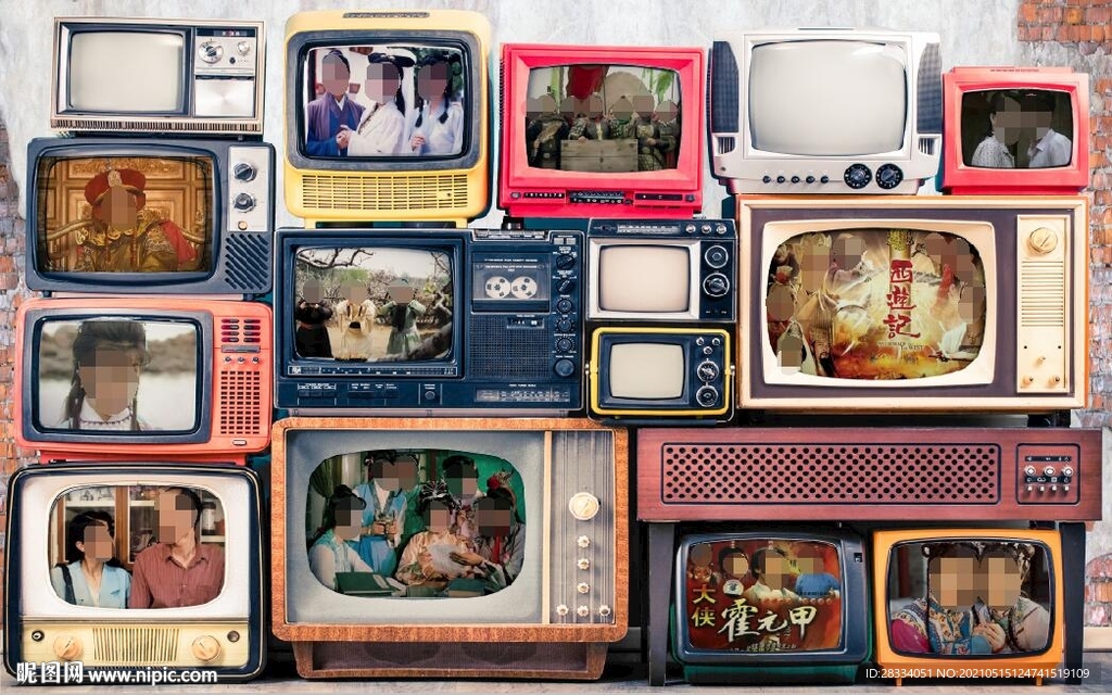 复古老电视机餐饮酒吧背景墙
