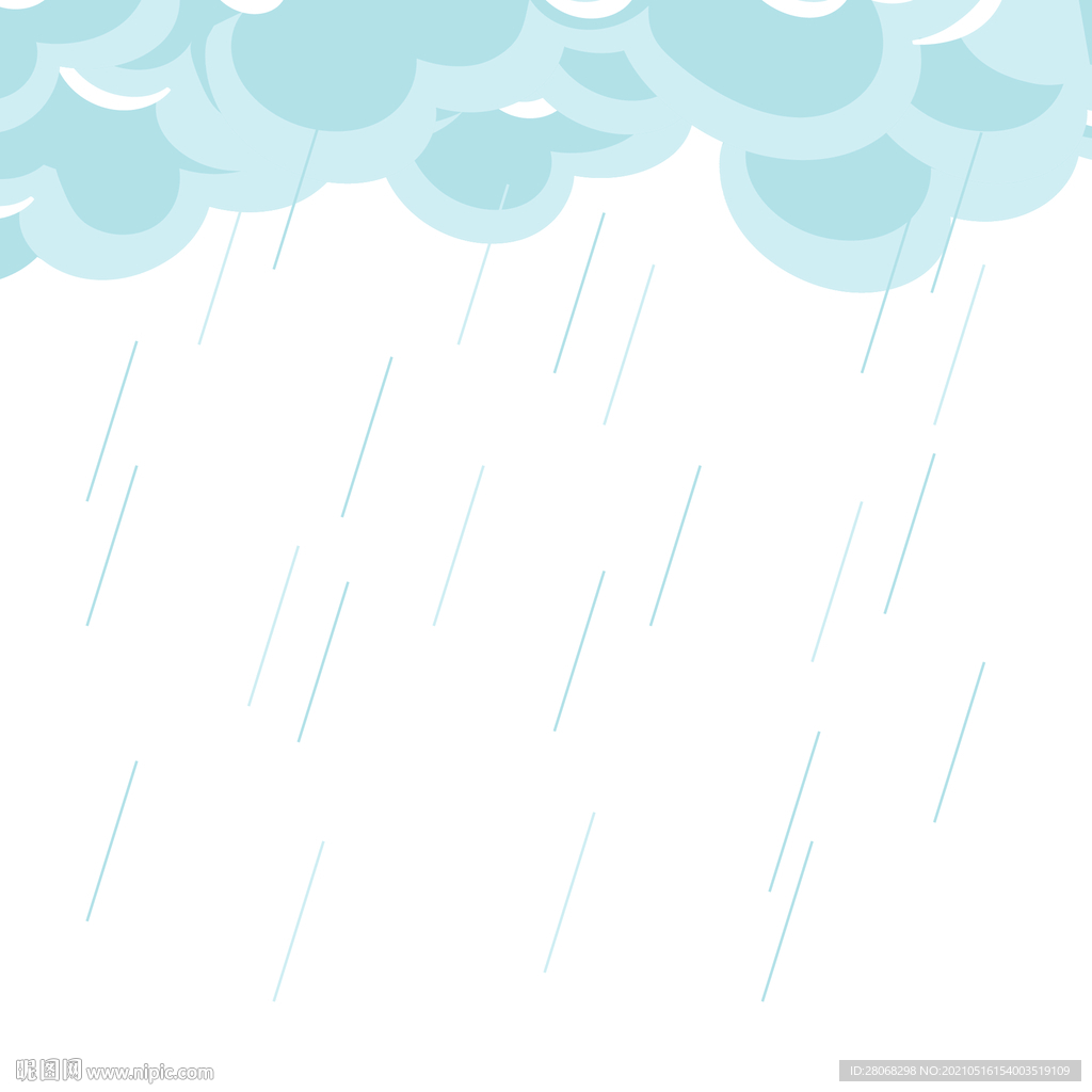 卡通漂浮云朵下雨元素