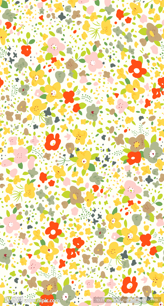 碎花数码印花 小玫瑰花 手绘花