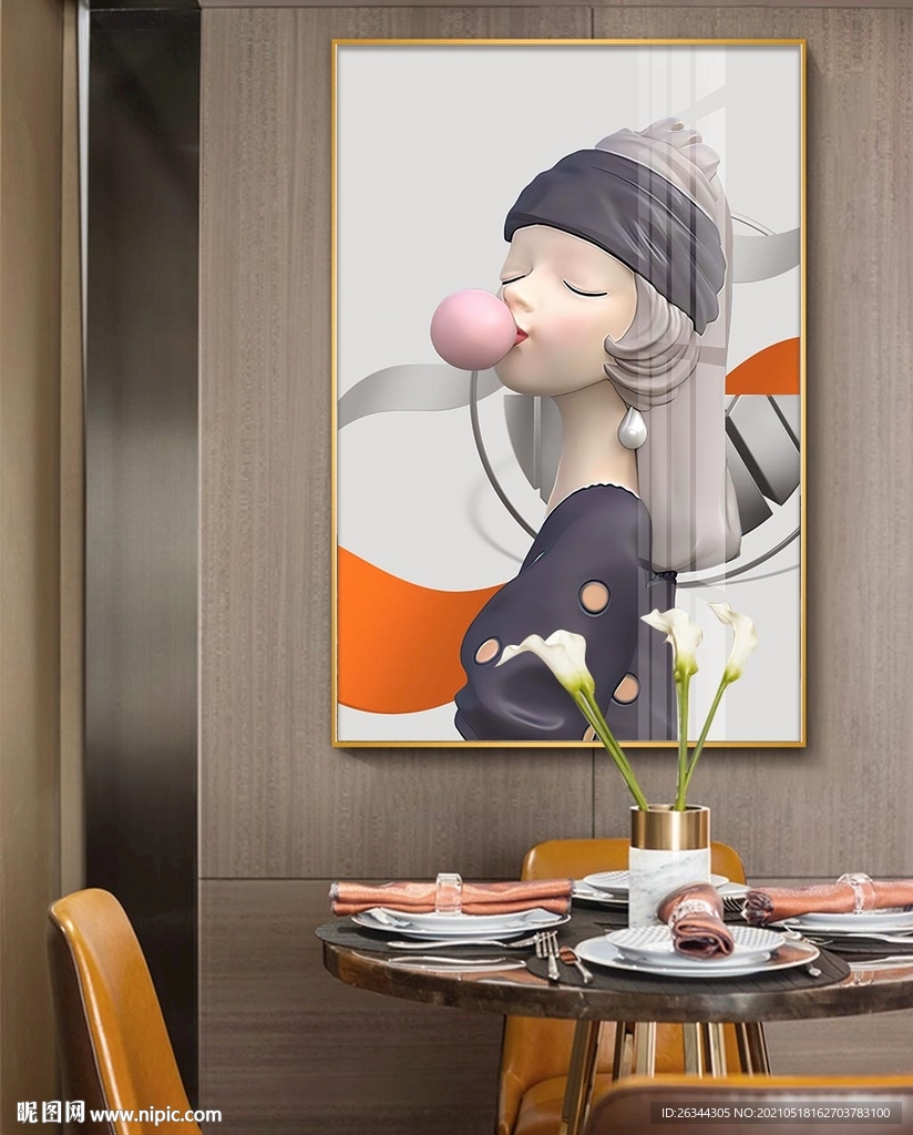 抽象泡泡女孩装饰画