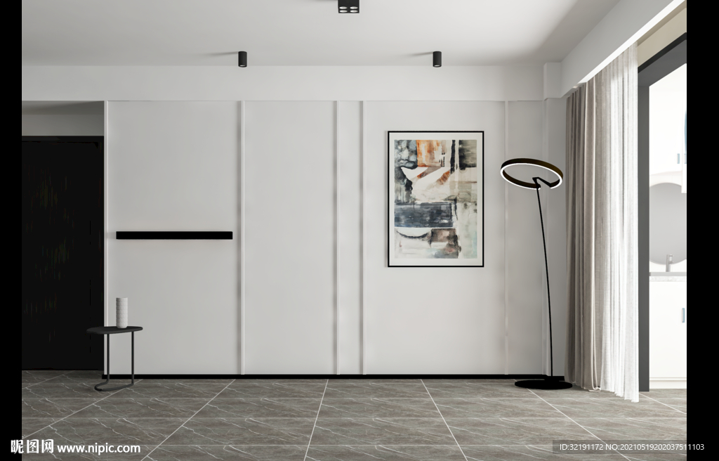 现代极简轻奢客厅空场景