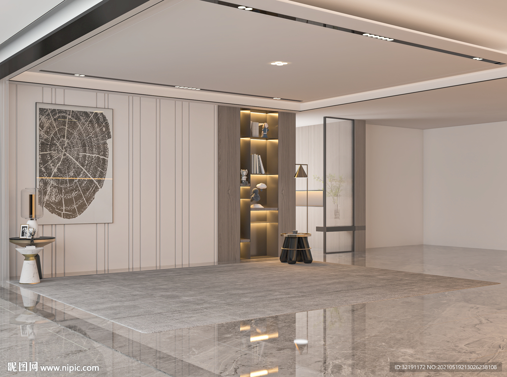 现代极简轻奢客厅空场景