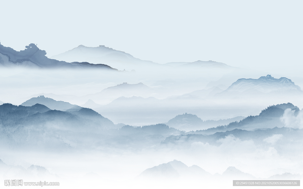 人气中式风格山水 tif分层