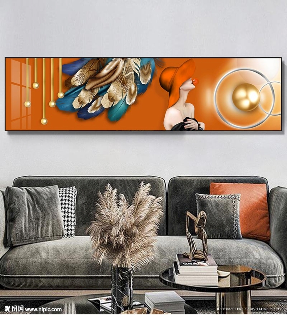 羽毛美女装饰画