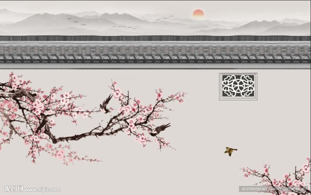 新中式水墨山水画