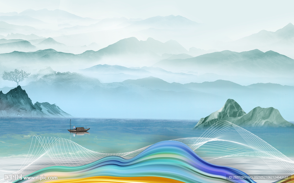 别墅简约高档山水 tif分层