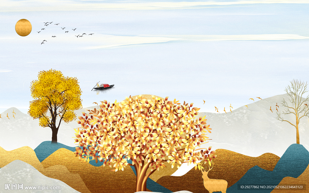 新品简约高档山水 tif分层