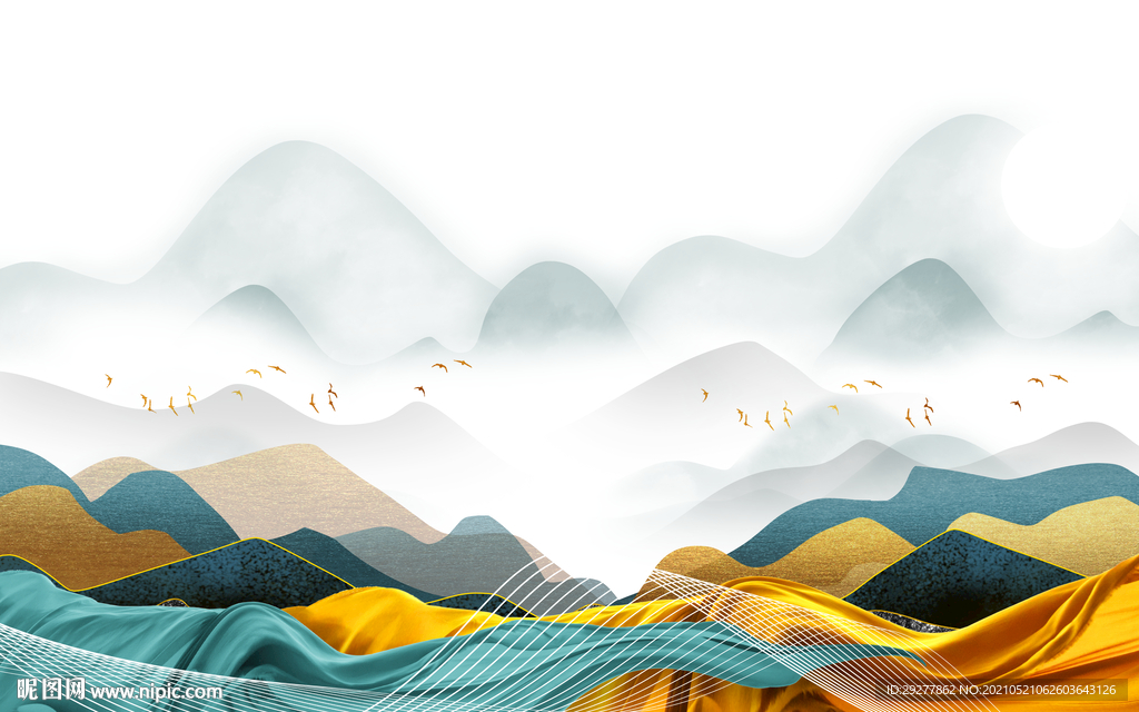 最新简约高档山水 tif分层