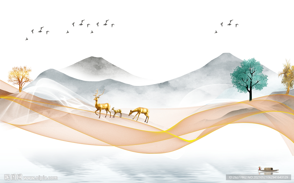 高端简约高档山水 tif分层