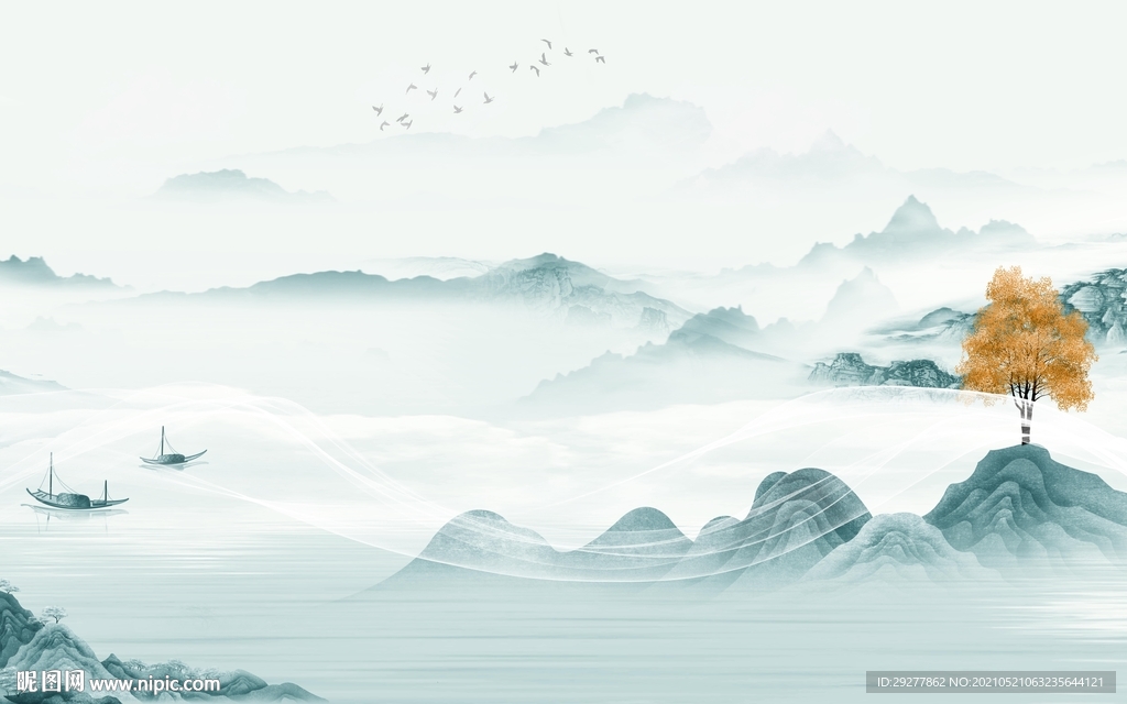 新款简约高档山水 tif分层