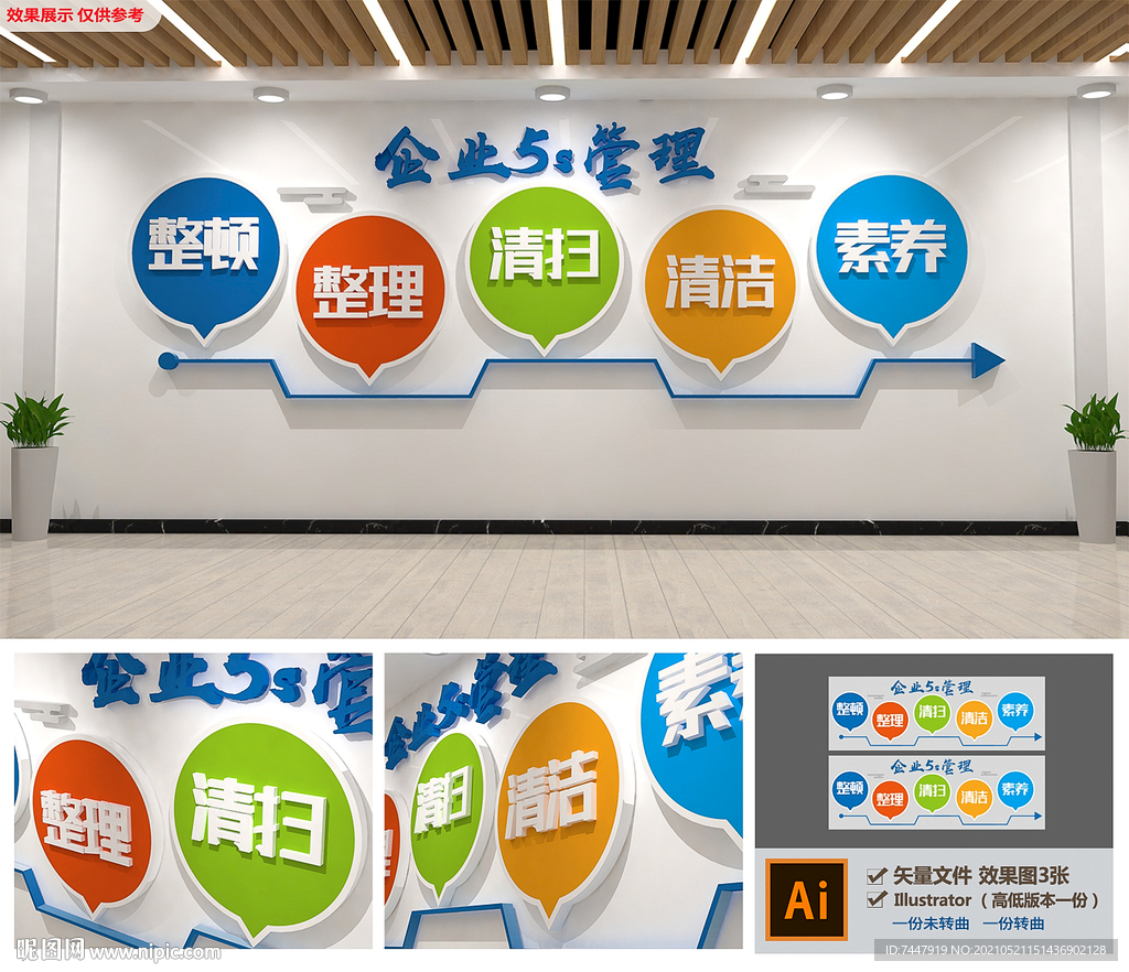 5S管理企业文化墙 