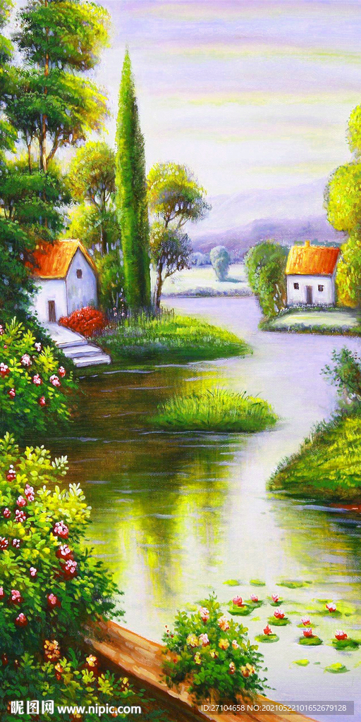 小桥流水人家油画玄关