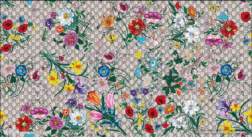 大牌花型 数码印花 矢量花