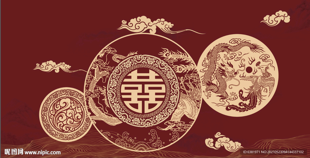 红色婚礼背景 中式婚礼背景 