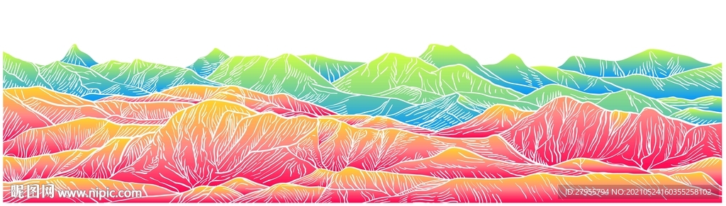 国风山矢量插画手绘