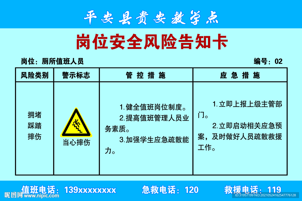 岗位安全风险告知卡