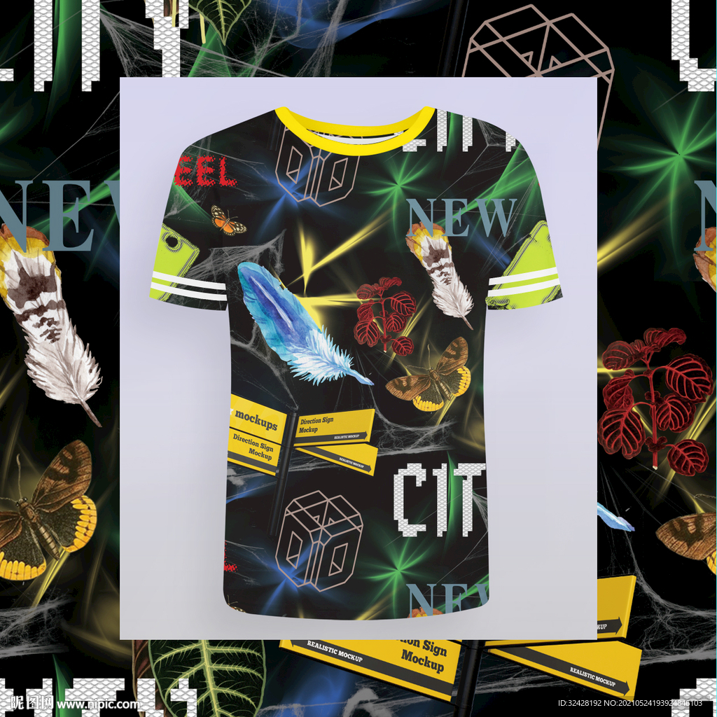 潮流男装印花 无缝衔接 分层