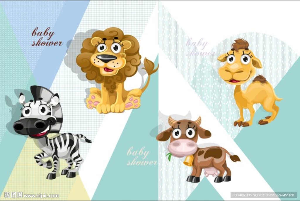 卡通动物儿童房间背景墙