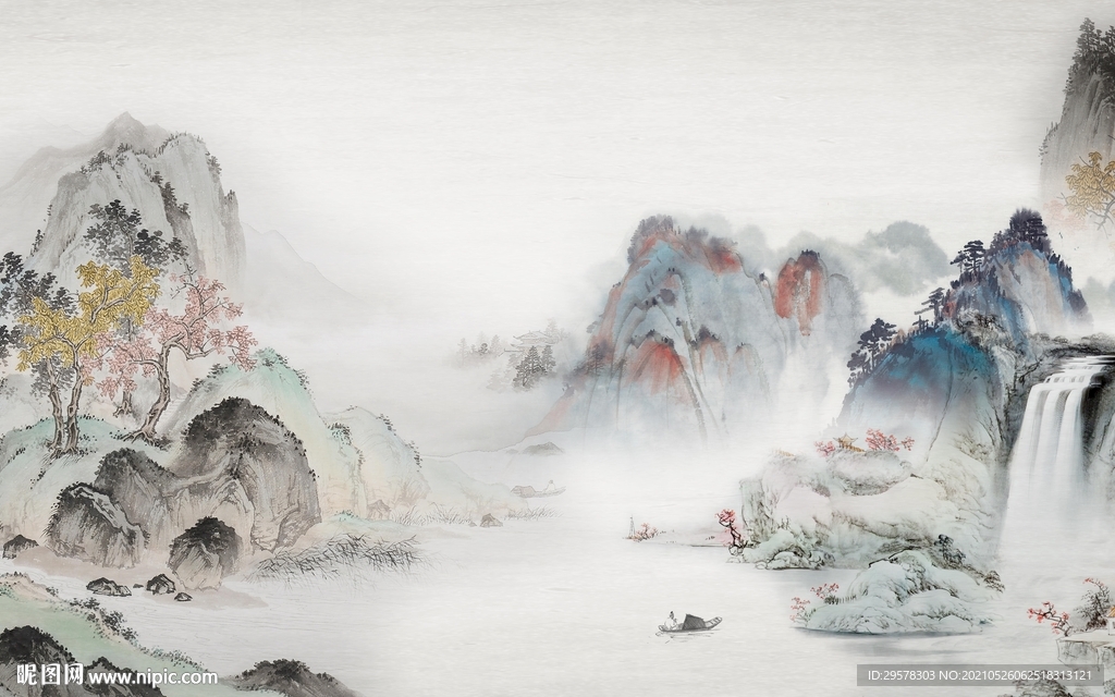 国画 新款简约山水 tif分层