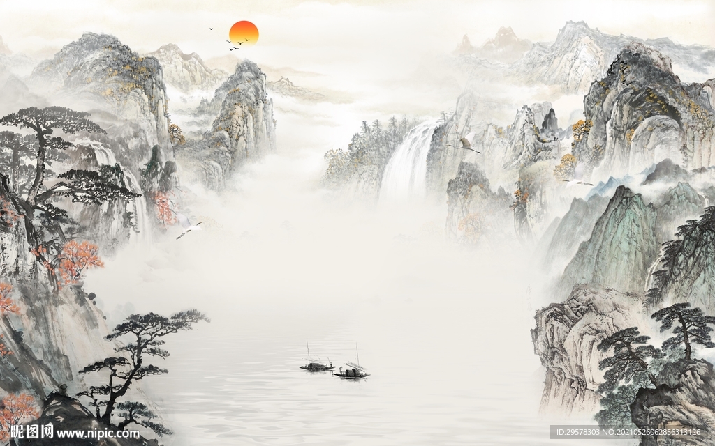 高档 新款高端山水 tif分层