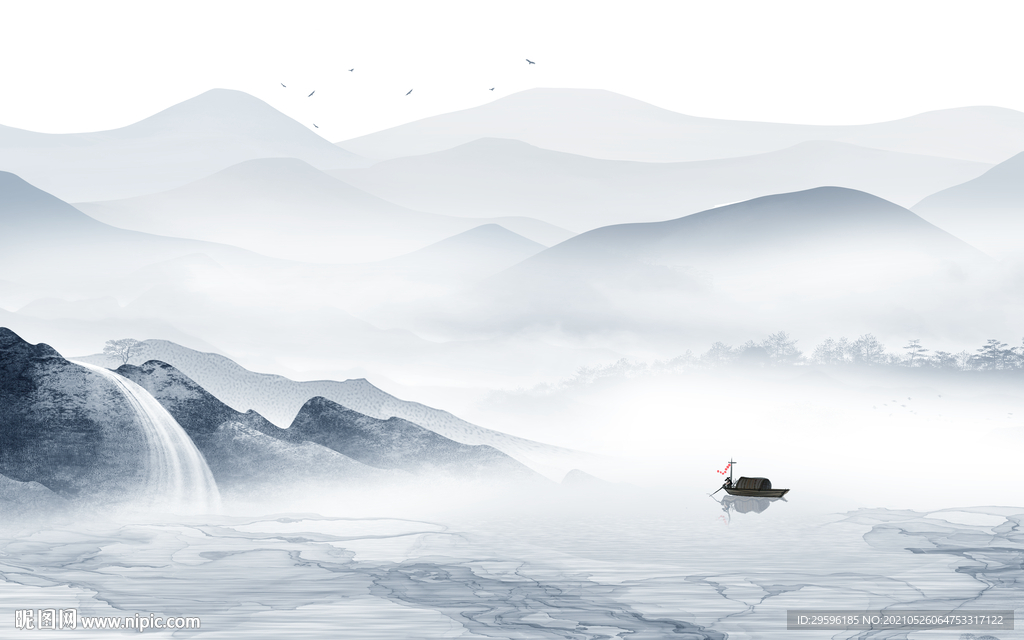 大气 新款山水墙画 tif分层