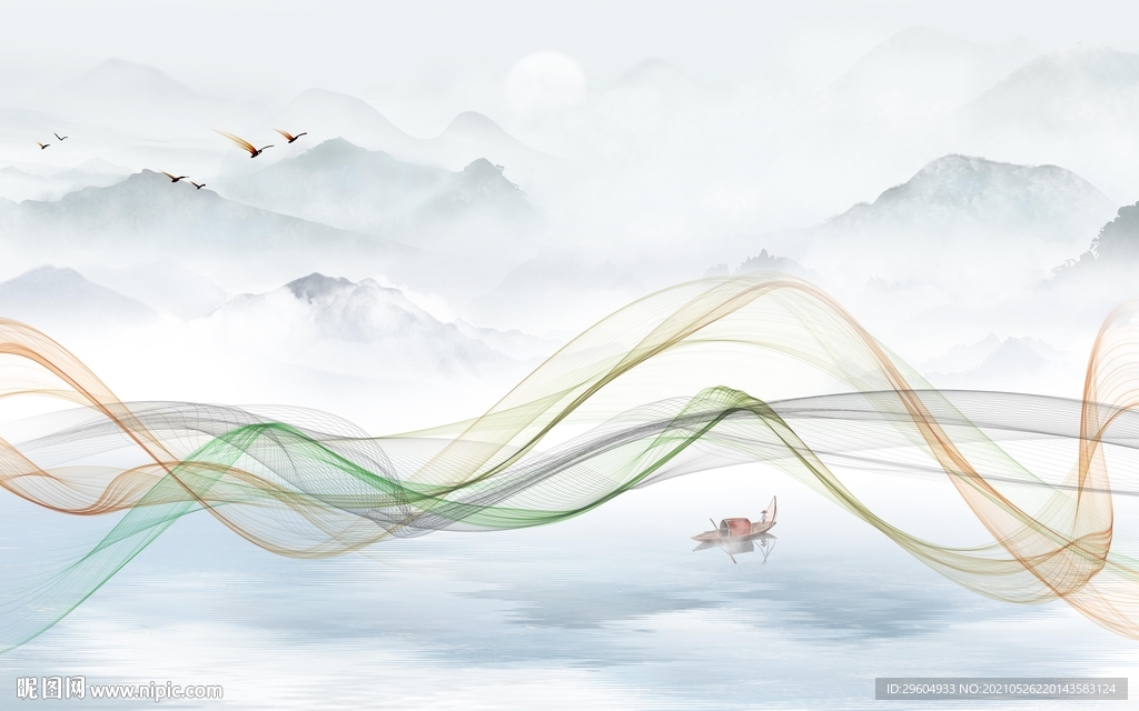 线条 意境新款山水 tif分层