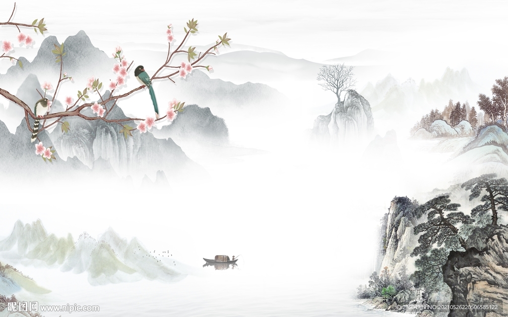 国画 意境新款山水 tif分层