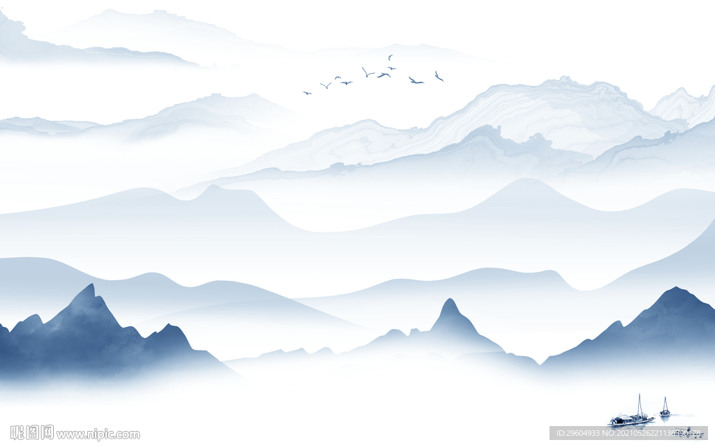 中式意境新款山水 tif分层