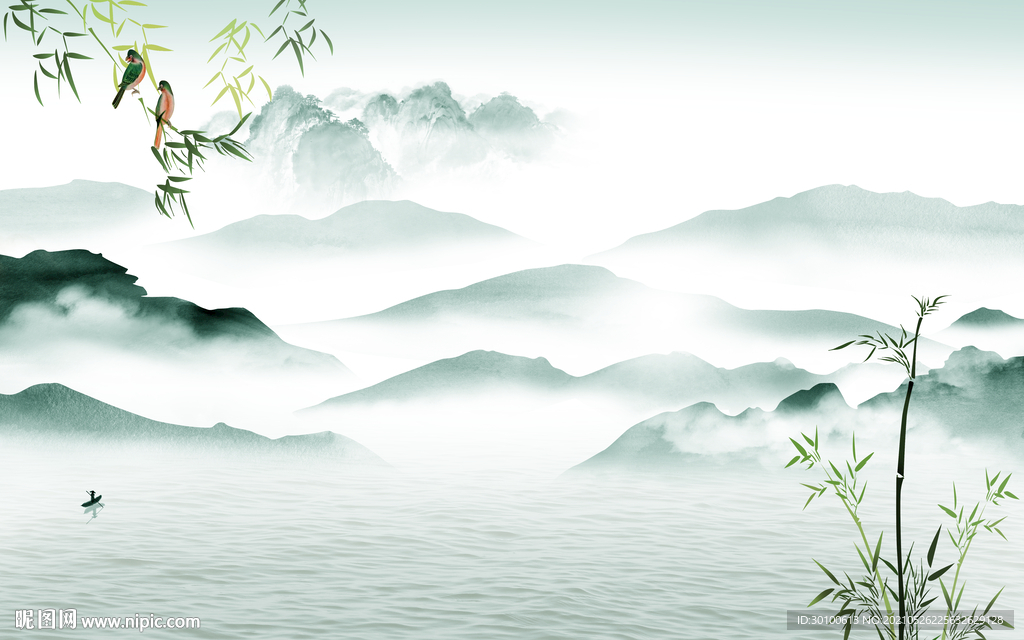 最新高端墙画山水 TIF分层