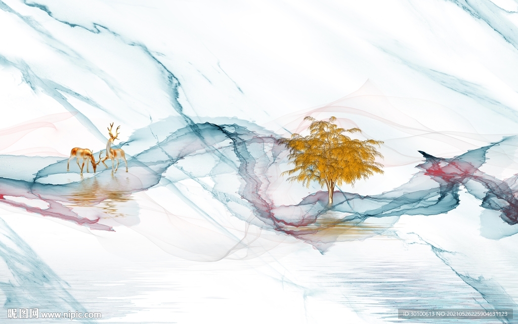 线条高端墙画山水 TIF分层