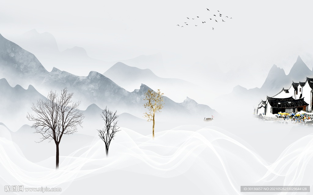 江南 山水无框新画 TIF分层