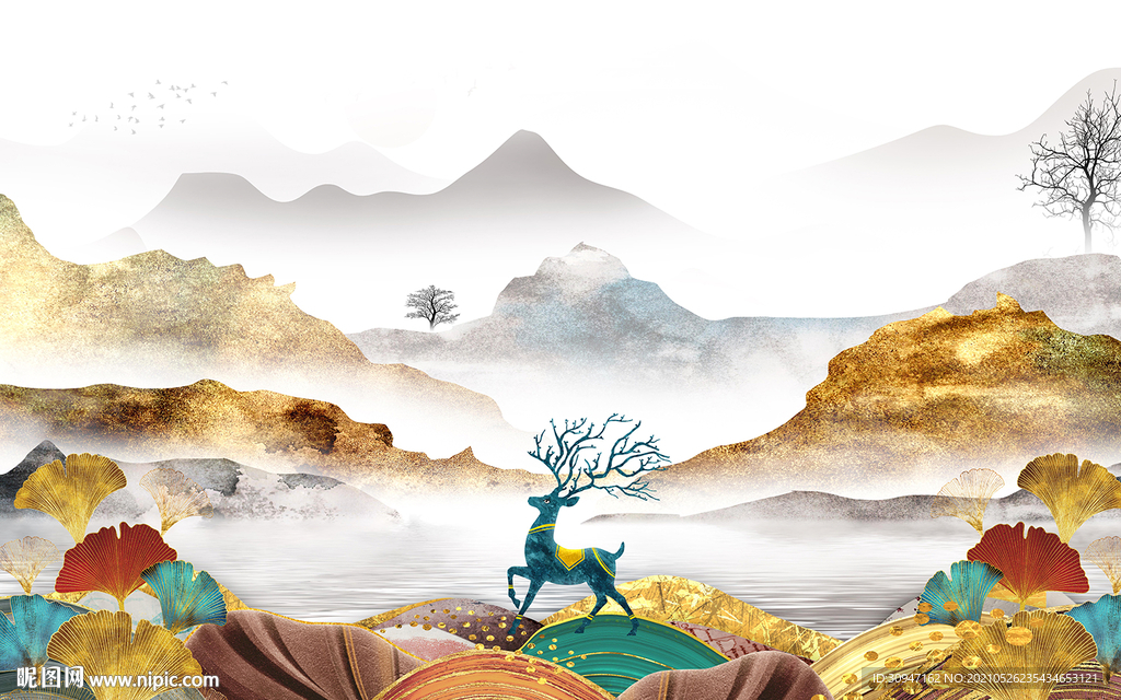 高端最新简约山水 TIF分层