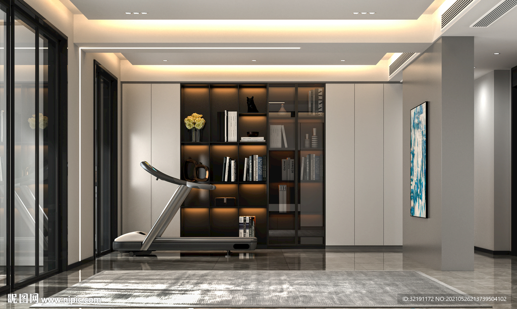 现代极简轻奢客厅空场景背景墙