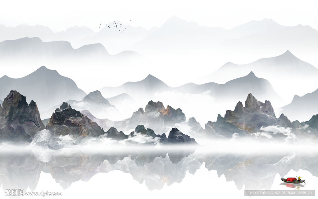 中式最新简约山水 TIF分层